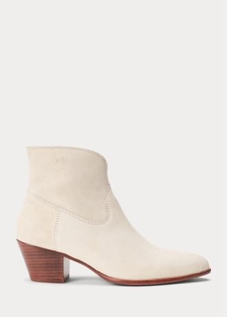 Botas Ralph Lauren Lucille de piel de becerro y ante color crema para mujer