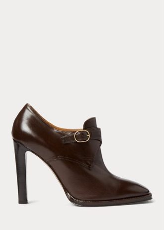 Botas Ralph Lauren Lydell de piel de becerro bruñida en marrón oscuro para mujer