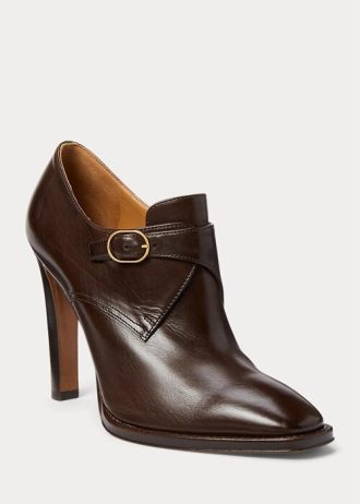 Botas Ralph Lauren Lydell de piel de becerro bruñida en marrón oscuro para mujer
