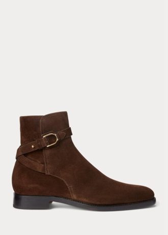 Botas Ralph Lauren Welington de ante de becerro en marrón oscuro para hombre