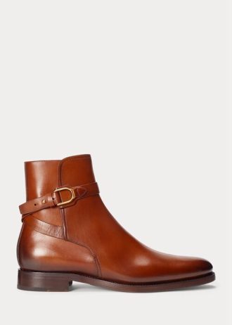 Botas Ralph Lauren Welington de piel de becerro bruñida marrón para hombre