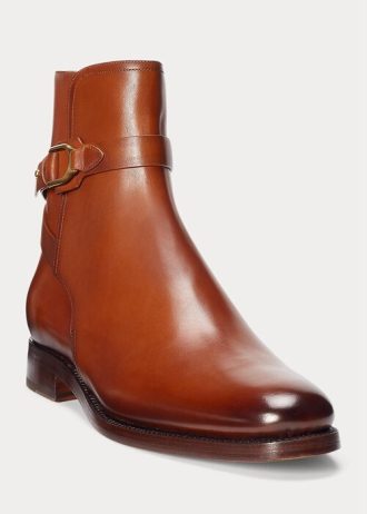Botas Ralph Lauren Welington de piel de becerro bruñida marrón para hombre