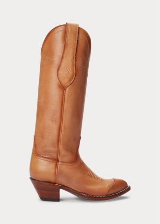 Botas vaqueras de cuero marrón Ralph Lauren Kiera para mujer