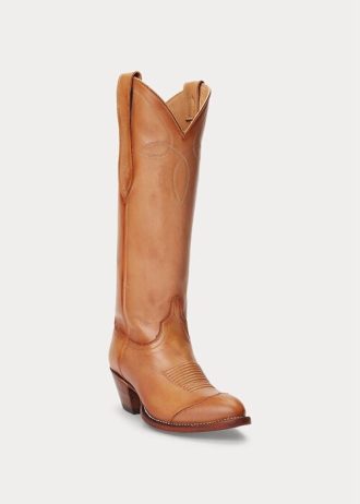 Botas vaqueras de cuero marrón Ralph Lauren Kiera para mujer