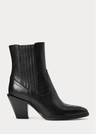 Botas vaqueras de cuero Ralph Lauren Lowrey negras para mujer