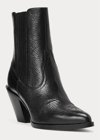 Botas vaqueras de cuero Ralph Lauren Lowrey negras para mujer