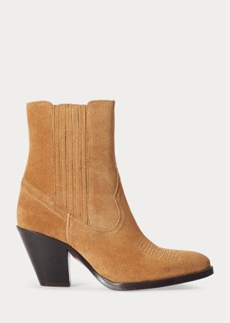 Botas vaqueras Ralph Lauren Lowrey de ante marrón para mujer