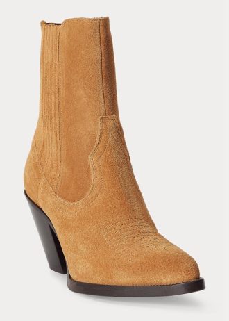 Botas vaqueras Ralph Lauren Lowrey de ante marrón para mujer