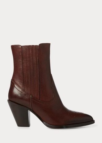 Botas vaqueras Ralph Lauren Lowrey de cuero marrón oscuro para mujer