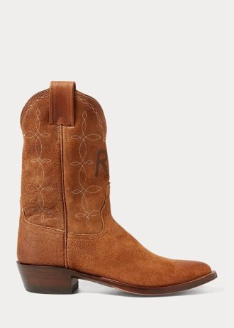 Botas vaqueras Ralph Lauren Plainview de ante marrón para hombre