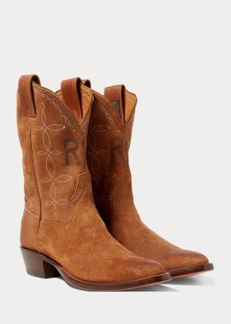 Botas vaqueras Ralph Lauren Plainview de ante marrón para hombre