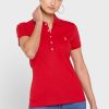 Camisa polo Ralph Lauren roja con detalle de botones para mujer Camisa polo Ralph Lauren roja con detalle de botones para mujer