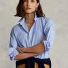Camisas altas y bajas de algodón Ralph Lauren para mujer en azul