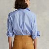Camisas altas y bajas de algodón Ralph Lauren para mujer en azul