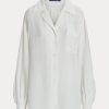 Camisas blancas de gasa de lino Ralph Lauren Roslin para mujer
