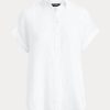 Camisas blancas de lino Ralph Lauren con mangas dolman para mujer
