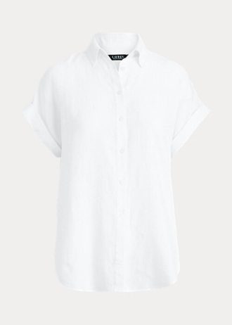 Camisas blancas de lino Ralph Lauren con mangas dolman para mujer