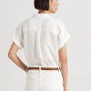 Camisas blancas de lino Ralph Lauren con mangas dolman para mujer