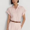 Camisas con mangas dolman de lino Ralph Lauren de mujer rosa