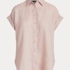 Camisas con mangas dolman de lino Ralph Lauren de mujer rosa