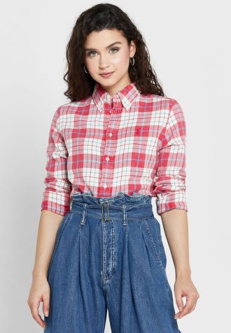 Camisas de botones a cuadros Ralph Lauren rosas para mujer
