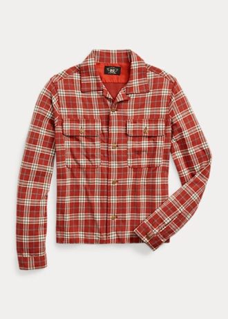 Camisas de campamento de jersey con estampado a cuadros Ralph Lauren para mujer en rojo