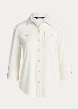 Camisas de jersey elástico Ralph Lauren color crema para mujer