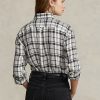 Camisas de lino a cuadros de corte relajado Ralph Lauren para mujer en blanco y negro Camisas de lino a cuadros de corte relajado Ralph Lauren para mujer en blanco y negro