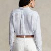 Camisas de lino a rayas de corte relajado de Ralph Lauren para mujer en azul Camisas de lino a rayas de corte relajado de Ralph Lauren para mujer en azul