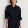 Camisas de lino con cinturón Ralph Lauren para mujer en color azul marino Camisas de lino con cinturón Ralph Lauren para mujer en color azul marino