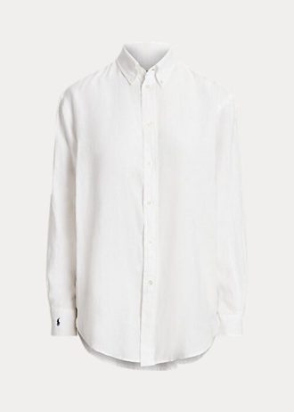 Camisas de lino de corte relajado Ralph Lauren blancas para mujer
