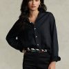 Camisas de lino de corte relajado Ralph Lauren negras para mujer Camisas de lino de corte relajado Ralph Lauren negras para mujer