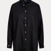 Camisas de lino de corte relajado Ralph Lauren negras para mujer Camisas de lino de corte relajado Ralph Lauren negras para mujer
