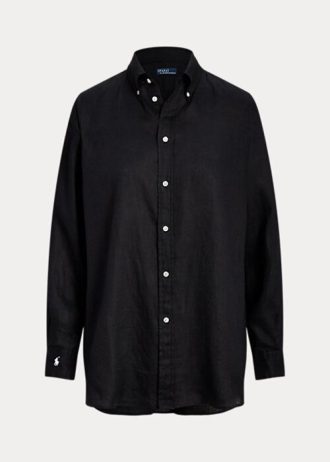 Camisas de lino de corte relajado Ralph Lauren negras para mujer Camisas de lino de corte relajado Ralph Lauren negras para mujer