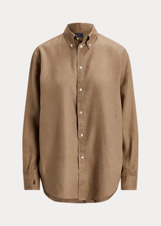 Camisas de lino de corte relajado Ralph Lauren para mujer en color marrón Camisas de lino de corte relajado Ralph Lauren para mujer en color marrón