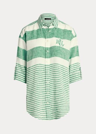 Camisas de lino oversize a rayas verdes de Ralph Lauren para mujer