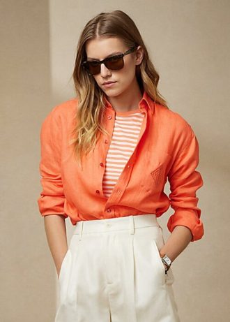 Camisas de lino Ralph Lauren Adrien para mujer en color naranja Camisas de lino Ralph Lauren Adrien para mujer en color naranja