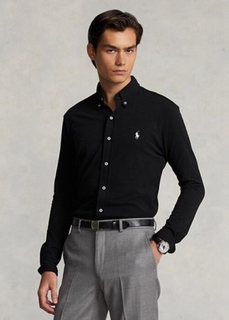Camisas de malla de peso pluma Ralph Lauren negras para hombre