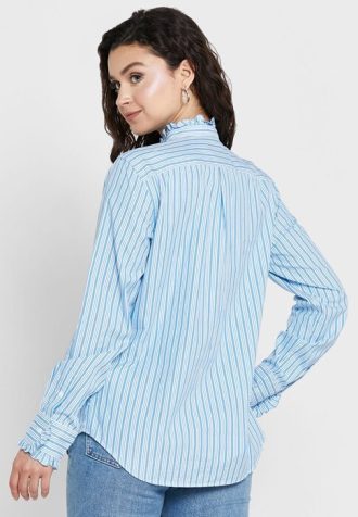 Camisas de mujer Ralph Lauren con volantes a rayas azules