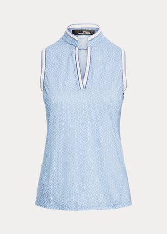 Camisas de piqué sin mangas de corte entallado Ralph Lauren para mujer en azul