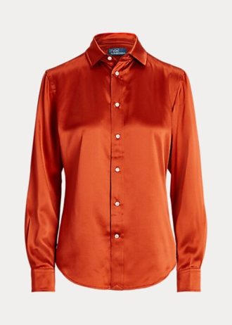 Camisas de seda morera Ralph Lauren para mujer en color naranja