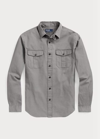 Camisas de trabajo Ralph Lauren Classic Chino de corte gris para hombre