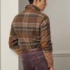Camisas de tweed de lana a cuadros con parches de gamuza de Ralph Lauren para hombre en color marrón