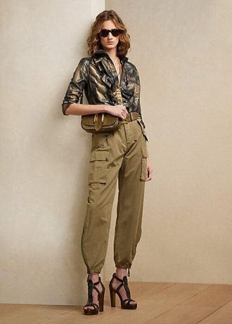 Camisas negras metalizadas con volantes Keara de Ralph Lauren para mujer Camisas negras metalizadas con volantes Keara de Ralph Lauren para mujer