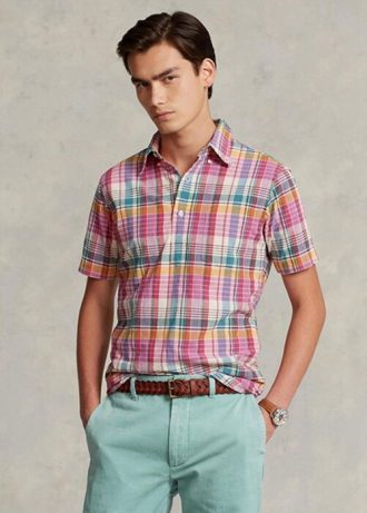 Camisas popover de madrás de corte clásico Ralph Lauren en color rosa para hombre