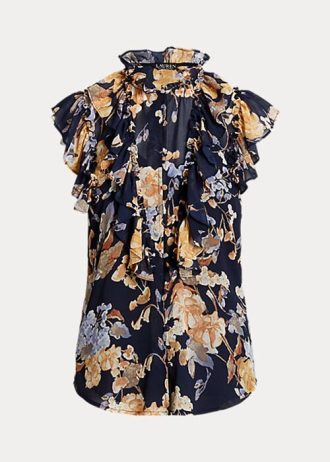 Camisas sin mangas de georgette floral multicolor de Ralph Lauren para mujer