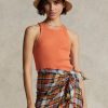 Camiseta de tirantes de algodón acanalado Ralph Lauren para mujer en color naranja Camiseta de tirantes de algodón acanalado Ralph Lauren para mujer en color naranja