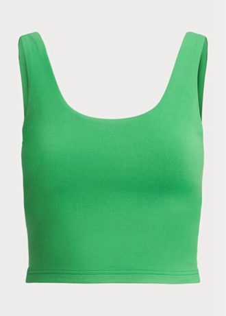 Camiseta sin mangas corta de jersey de ante verde Ralph Lauren para mujer