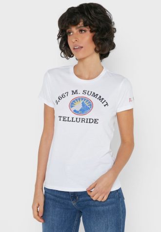 Camisetas blancas con cuello redondo y gráficos de Ralph Lauren para mujer Camisetas blancas con cuello redondo y gráficos de Ralph Lauren para mujer