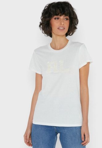 Camisetas blancas con cuello redondo y gráficos de Ralph Lauren para mujer Camisetas blancas con cuello redondo y gráficos de Ralph Lauren para mujer